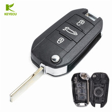 KEYECU Replacement 3 Button Remote Key Shell CASE Fob + Uncut Blade HU83 With Groove For Peugeot 308 508 2024 - buy cheap