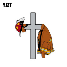 YJZT 11.8CM*13.8CM Car Cross With Firefighter Coat Reflective Window Decal Stickers PVC Decal 12-0714 2024 - buy cheap