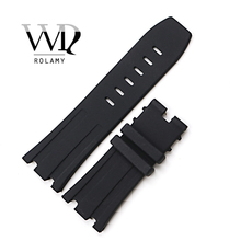 Rolamy 28mm Wholesale Black Waterproof Silicone Rubber Replacement Wrist Watch Band Strap Belt 2024 - buy cheap