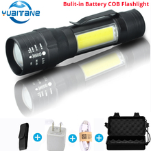Mini LED Flashligh USB recargable construido en 18650 4 modos de LED COB + T6 táctico linterna LED linternas con zoom de Led de la lámpara 2024 - compra barato