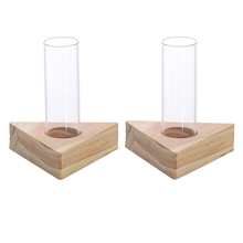 Glass Double Test Tube Vase In Wooden Stand Flower Pots For Hydroponic Plant 2024 - buy cheap