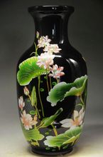 Exquisite Chinese Classical old hand painted Black porcelain lotus vase 2024 - buy cheap