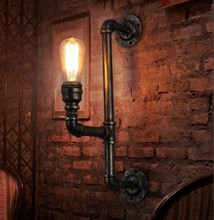Luminária de parede estilo loft, com ferro, tubo de água, industrial, vintage, equipamento de iluminação para interiores 2024 - compre barato