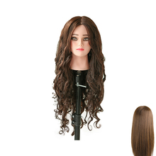 Cabeza de Maniquí de pelo 80% humano para peluquería, cabeza de entrenamiento de pelo marrón de 60cm, cabeza de muñeca profesional con estilo 2024 - compra barato