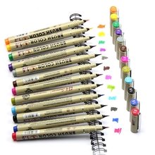 12 pçs colorido comic macio caneta escova de escrita de cabelo pintura em aquarela desenho caligrafia caneta ferramenta escola material de escritório papelaria 2024 - compre barato