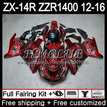 Набор для KAWASAKI NINJA ZX 14R ZZR 1400 красный серебристый ZX14R 12 13 14 15 16 73HC. 12 ZZR1400 ZX-14R 2012 2013 2014 2015 2016 обтекатель 2024 - купить недорого