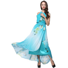 Summer Dress Long Plus Size Beach Maxi Dresses for Women Vestidos 2018 Elegant Floral Bule Sleeveless Big Size Women Dress 6XL 2024 - buy cheap