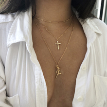 Bohemian Multilayer Rose Cross Pendant Necklace for Women Fashion Gold Color Charms Choker Necklace Collar Jewelry Gifts 2024 - buy cheap