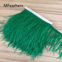 Adornos de pluma de avestruz para manualidades, cinta con flecos para falda, decoración de boda, hierba natural, Verde, 10-15CM 2024 - compra barato