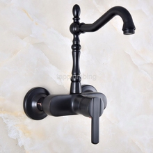 Black Oil Rubbed Bronze Wall Mounted Bathroom Basin Faucet / 360 Swivel Spout Kitchen Sink Mixer Taps tnf846 2024 - buy cheap