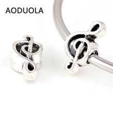 10 Pcs a Lot Big hole Silver plated Beads DIY European Beads Music letters Bead Fit For Pandora Charms Bracelet 2024 - buy cheap