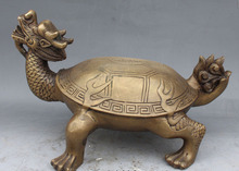 song voge gem S0030 14" Chinese Feng shui Bronze Animal Dragon Turtle Tortoise Statue Sculpture 2024 - buy cheap