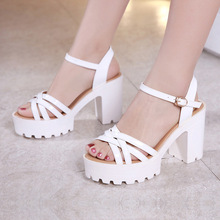 Quality Plus Size 32-43 Block Heel 8cm Platform Sandals Women Shoes Creepers 2021 Summer High Heels Sandals Ladies Office Shoe 2024 - buy cheap