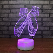 Criativo ballet sapatos luzes da noite 3d colorido led usb lâmpada de mesa menina cabeceira decoração crative presente