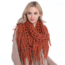 Fashion lady tassel scarves woman autumn ring scarf 2024 - buy cheap