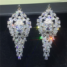 Bohe Luxury Flower Earring White Gold Filled AAAAA Cz Engagement wedding Dangle Earrings for women Fine Jewelry 2024 - buy cheap