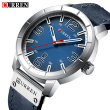 CURREN-reloj deportivo militar para hombre, cronógrafo de pulsera de cuero, resistente al agua, con fecha, de cuarzo, a la moda, nuevo 2024 - compra barato