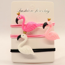Faixa de cabelo elástica flamingo rosa para crianças, 2 peças, bandas de cabelo de princesa, cordas de cabelo, acessórios de cabelo para meninas, faixa de cabelo para bebês 2024 - compre barato