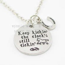 2015 new arrive Barrel racing Jewelry"Keep kickin the clock's still tickin'"Necklace Hand stamped horse lover jewelry horse gift 2024 - buy cheap