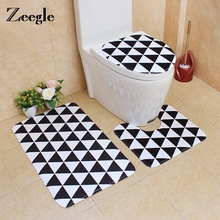 Zeegle 3pcs/set Bathroom Carpet Set Geometry Pattern Toilet Rugs Anti Slip Rug Lid Toilet Cover Bath Mats Foot Pads Home Decor 2024 - buy cheap