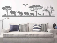 Calcomanía de Animal salvaje de Safari para pared, calcomanía de gran tamaño para pared de jungla, elefantes africanos, vinilo, pegatina para guardería, 3114 2024 - compra barato