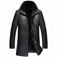 Chaqueta informal de piel de oveja para hombre, abrigo de piel sintética con cuello de pelo, estilo europeo, color negro, Invierno 2024 - compra barato