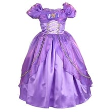 FINDPITAYA Girls Princess Long Hair Dress Costume Children Deluxe Tangled Sofia Dress Clothing Girl Party Halloween Birthday 2024 - buy cheap