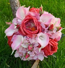 Ручной искусственный цветок букет невесты PU роза калла 2024 - купить недорого