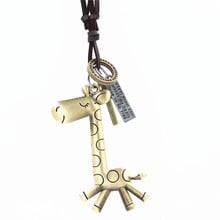 DGW jewelry Giraffe charm necklaces & pendants kolye, Vintage leather Necklace Men collier femme Men necklace Drop shipping 2024 - buy cheap