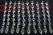 10pcs/lot 38mm crystal u-drop prism  +6pcs octagon beads with metal hook for crystal glass chandelier parts 2024 - buy cheap