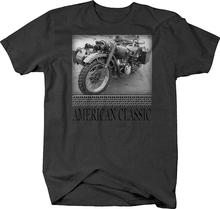 Retro American Classic Military Motorcycle Sidecar Vintage Shirt Men 2019 Brand Clothing Casual Man Best Selling Casual T Shirt 2024 - buy cheap