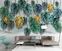 Papel tapiz de pared de hojas tropicales para sala de estar, TV, contra salpicaduras, lona impermeable, hoja de planta, papeles tapiz HD de lujo, decoración del hogar 2024 - compra barato