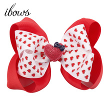 Hair Accessories Hair Bows Girls Hair Clips Valentine's Day Dot Love Heart Print Knot Double Layer Kids Hairpins for Hair 2024 - buy cheap