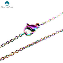 Collar de cadenas de acero inoxidable, cadena de eslabones de Color arcoíris, 18 pulgadas, C22182, 1,6mm, 5 unids/lote 2024 - compra barato