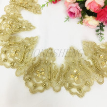 3Yard/Lot Golden silver lace trim car bone lace wedding dress veil beaded sequins lace fabric clothes accessories 2024 - buy cheap