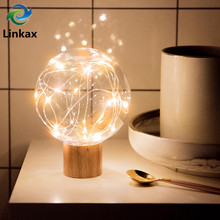 Modern LED Warm White Fairy Star Globe Night Light Wood+PET Retro USB 5V Desk Table Decoration Lights Bedside Lamp 2024 - buy cheap