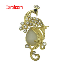 Earofcorn Fashion Exquisite Design Cat Eye Stone Alloy Rhinestone Peacock Brooches Male Female Clothing Accessories Gift 2024 - buy cheap
