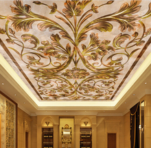 Papel tapiz personalizado para techo, mural de mármol de parquet europeo para sala de estar dormitorio techo pared impermeable papel de pared 2024 - compra barato