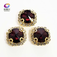 Wine red Round shape top glass crystal rhinestones with hole,golden bottom sew on stone for Diy Clothing accessories 2024 - buy cheap