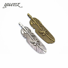 YuenZ 3pcs Charms Bronze Tibetan Silver Antique Feather Pendants For Bracelet Jewelry Making DIY Handmade 56*35mm D313 2024 - buy cheap