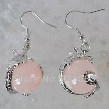 Pendientes colgantes de dragón con cuentas de cristal rosa, joyería de moda, piedra Natural, envío gratis, U355 2024 - compra barato