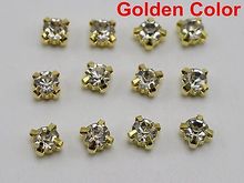 100 Golden Clear Crystal Glass Rose Montees 6mm SS28 Sew on Rhinestones Beads 2024 - buy cheap