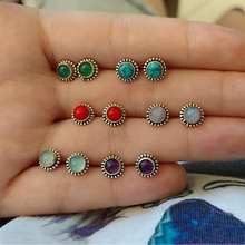 Brincos com pingente geométrico redondo, brincos de cristal incrustado de moda simples, conjunto de joias clássicas de enfeite de enfeite para presente de joias femininas 2024 - compre barato
