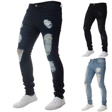 HEFLASHOR мужские узкие брюки с дырками, весенние модные обтягивающие джинсы, Мужские штаны-карандаш стрейч из денима, брюки в стиле хип-хоп, уличная одежда 2024 - купить недорого