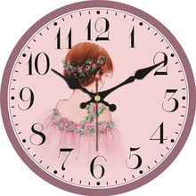 WONZOM Pink Girl Non-Ticking Wooden Cardboard Wall Clock for Home Kitchen Office,Silent Sweep Wall Clock for Decorative Indoor 2024 - buy cheap