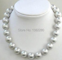 fashion DIY jewelry  10mm South Gray Sea Shell Pearl Round Beads Necklace 24"2 piece/lot fashion jewelry JT5662 2024 - buy cheap