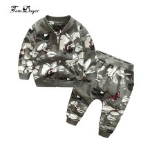 Tem Doger Children Clothing Sets 2017 Autumn Girls Boys Clothes Sports Suit Floral Zipper Coat+Pants 2pcs Kids Tracksuit for Boy 2024 - buy cheap
