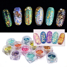 Lantejoulas coloridas de peixe, 1 conjunto de 12 cores para decoração de unhas, lantejoulas e glitter para mudança de cores, arte de unha, manicure, venda imperdível 2024 - compre barato