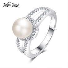 Elegant Round Pearl Ring for Women With AAA Cubic Zircon Engagement Rings Silver Color Fashion Party Jewelry Gift anillos mujer 2024 - buy cheap