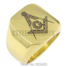 Бесплатная доставка! Золотое масонское кольцо, ювелирные изделия из нержавеющей стали, масонское байкерское кольцо SWR0009G 2024 - купить недорого